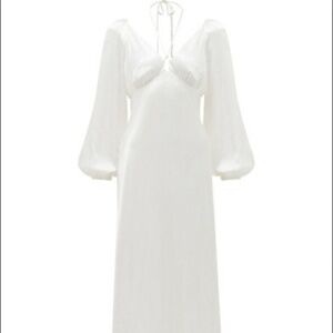 Ever New  Cut Out Midi Open Back Puff-Sleeve white Midi Dress